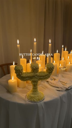 Alessandra Brontsema on Instagram: "How to make a Butter Candelabra 🧈🕯️ my favorite birthday tradition! #buttercandelabra #buttercandle #butter #diycandle #candle"