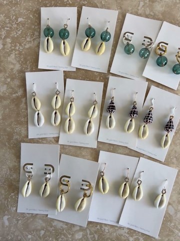 14k Gold Filled Cowry Shell and Mini Glass Float Earrings - Etsy