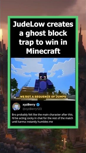 JudeLow creates a ghost block trap to win in Minecraft