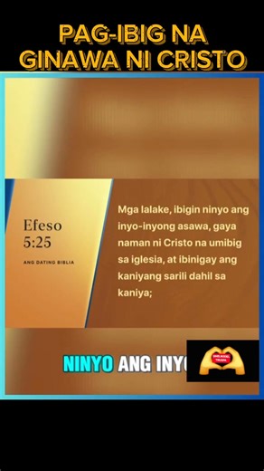 PAG-IBIG NA GINAWA NI CRISTO." Members Church of God International Bro. Eli Soriano ayon sa Biblia CTTO. Efeso 5:25 "Mga lalake, ibigin ninyo ang inyo-inyong asawa, gaya naman ni Cristo na umibig sa iglesia, at ibinigay ang kaniyang sarili dahil sa kaniya;" #thetruth #BiblicallySpeaking #biblical #realtalk #MCGICares | Dhel Rodel