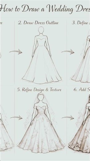 How to draw a beautiful wedding dress 🥻🥻