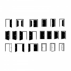 Door Icons Set | Open, Closed, Double Door Vector Bundle (digital Download) - Etsy Canada