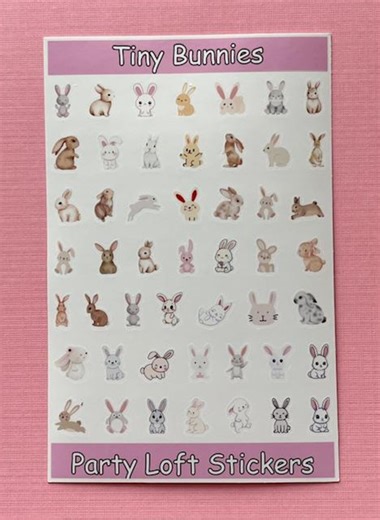 Tiny Bunny Rabbit Sticker Sheet Glossy Vinyl 3.75"x5.75" Planner, Journal, Scrapbooking - Etsy