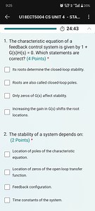 The characteristic equation of a feedback control system is giv... | Filo