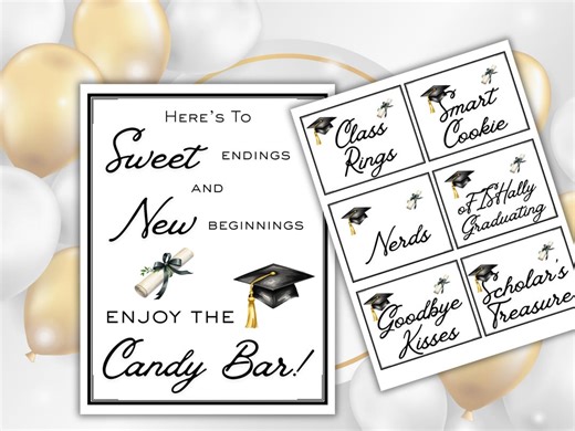 Candy Buffet Signs & Labels for Graduation Party - Candy Bar Sign Printable - Etsy UK