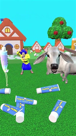 Scary Teacher Feed Toothpaste🪥🦷🧼 to a Cow🐮 #cartoon #shorts #scaryteacher3d #cowcartoon #funny