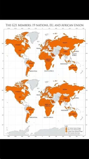 World map showing G21 member countries #g21 #upsc #gk #geography #g20