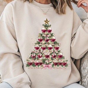 Wine Glass Christmas Tree PNG | Pink Bow Holiday Clipart (digital Download) - Etsy