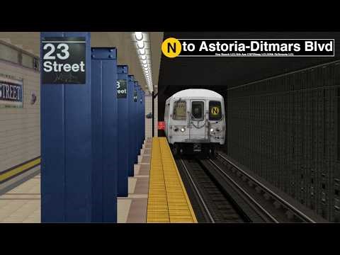 OpenBVE (R46) N Train from Coney Island to Astoria-Ditmars Blvd (Weekend)