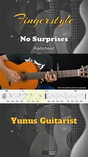No Surprises - Radiohead - Fingerstyle Guitar Tutorial + TAB & Lyrics #fingerstyle
