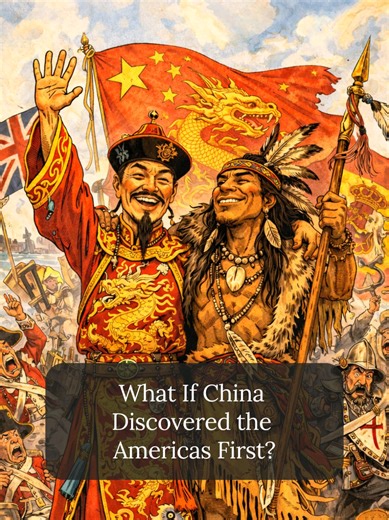 What If China Discovered the Americas First? In this alternate history, Chinese explorers reach the Pacific coast of America in the 1400s and form a powerful alliance with Native American tribes. Sharing technology, trade, and language, the partnership between China and the native peoples unites much of North America. When Spanish and British colonists arrive from Spain and Great Britain, they face a strong coalition instead of divided tribes. The alliance reshapes the continent, influencing Mex