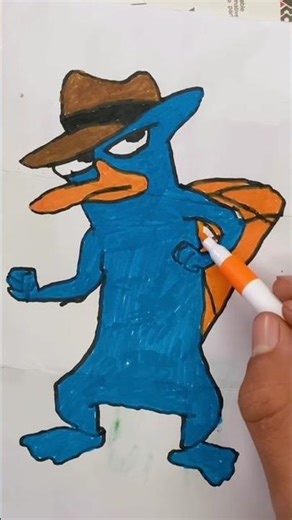 Drawing Perry the Platypus! 🕵️‍♂️✨ #shorts