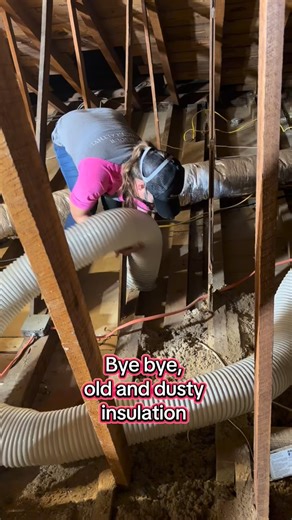 Cleaning out this old and dusty insulation #AtticCleanOut #InsulationRemoval #insulation #homeenergy | Extraction Pros