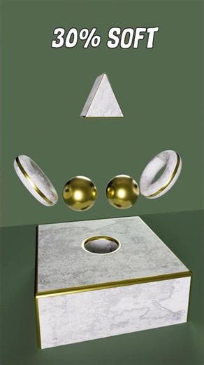 100% Softness Transformation #3d #simulation #blender2 Gold Spheres vs Torus2 Gold Spheres vs Torus