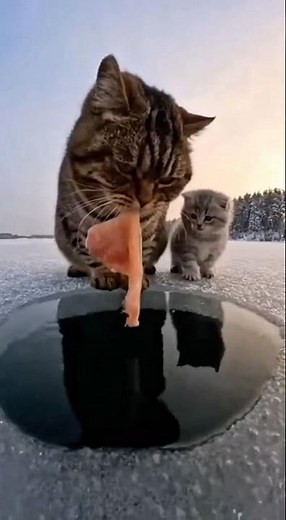 Smartest Cat Drops Bait to Catch Little Fish Instantly!