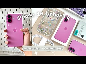 Iphone 16 (Pink) Unboxing 💖 𐙚 ˙⋆.˚ ᡣ𐭩 + Aesthetic Accessories + Set Up + Camera Test 🎀⭐️