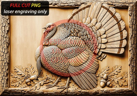 3D Illusion Wild Turkey Art for Laser Engraving | PNG Digital File | 14.00x9.85 Inch | Gf5bucks® - Etsy