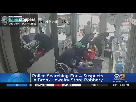 Bronx jewelry store robbery caught on camera, 4 suspects sought