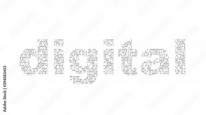 Digital data and bits on a white computer screen. Animated digitization sequence.