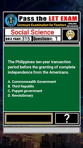 Social Science Quiz Part 315 LET Reviewer with Answer Pass the LET Exam #reels #reelsvideo #letreviewer2023 #letreviewerexam #letreviewerquiz #letreviewerdrill #quizwithanswer | Pass the LET Exam