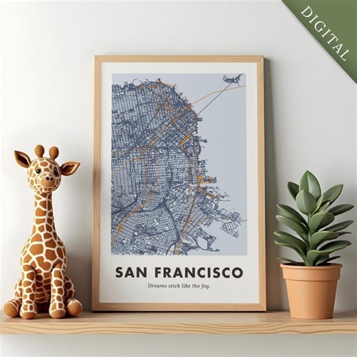 San Francisco Map Poster Digital Download | Printable USA Wall Art | Instant City Print | Minimalist Travel Gift - Etsy Australia