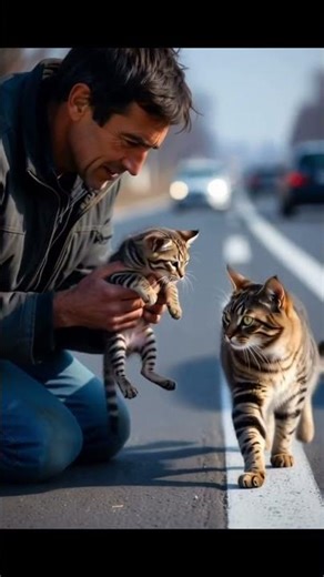 Kind man save injured kitten #shortsfeed #shorts #kitten