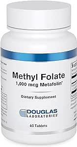 Douglas Laboratories Methyl Folate L-5-MTHF - 1,000 mcg Metafolin - Vitamin B Folate - Supports Homocysteine Metabolism & Fetal Development* - Non-GMO - 60 Tablets
