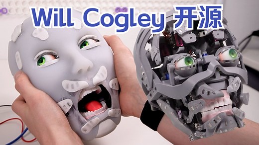 【中英双音】硅胶皮肤和3D打印：打造富有表现力的仿生机器人头部【WillCogley】