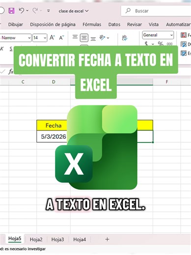 Convertir fecha a texto en Excel #excel #Viral #informatica #profesor #computacion