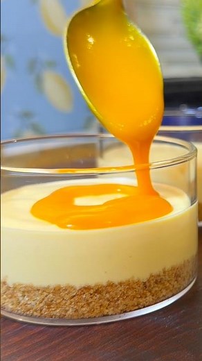 No-bake Mango cheesecake in just 10 minutes 🥭🍰 #recipe #dessert #cheesecakelovers #easyrecipe