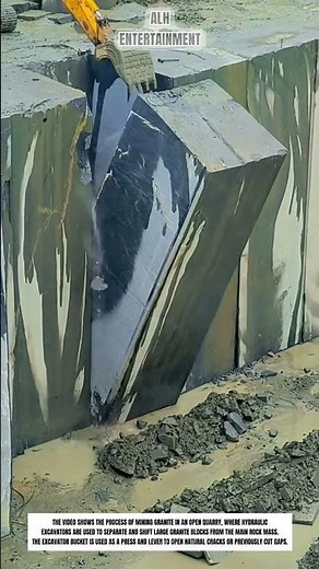 Granite Quarry Block Extraction Using a Excavator #shorts