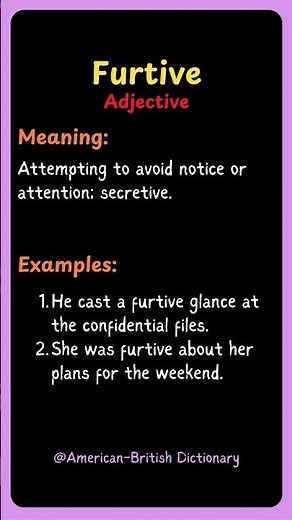 Furtive Meaning & Definition | Oxford Dictionary
