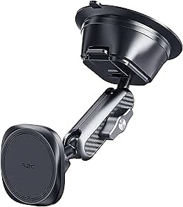 APPS2Car for MagSafe Car Phone Holder - [Vacuum Suction Cup] Windshield Mount, Dashboard Magnetic Phone Holder for Car with Aluminum Alloy Arm, Car Phone Mount for iPhone 17-12, Samsung, All Cellphone