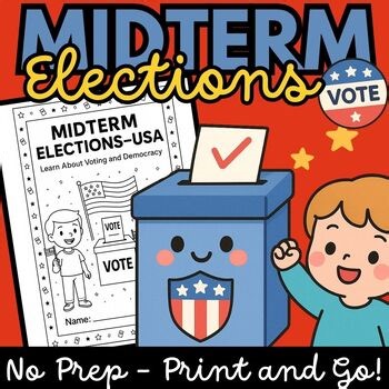 Midterm Elections Activity craft: Election day reading comprehension 2025