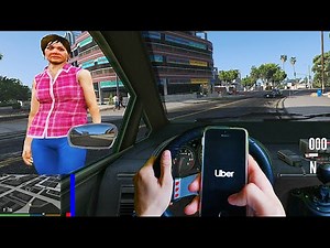 I was an UBER DRIVER in... GTA V! 🚘 Testing the RideShare Mod