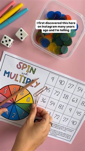 Math and Teaching Resources on Instagram: "Second hack 👉 This resource is $1 for a limited time!! Need a copy for your classroom? Comment SPIN and we will send you the link 👇 Teacher Hack ⚠️ Keep it simple and say goodbye to those annoying spinners and swap them out for a paperclip and pencil. It is one of those simple swaps that you can unsee 🤩 This resource is our multiplication spinner games. Way less prep when you take the spinners out of the equation. Comment SPIN for a copy for your cla
