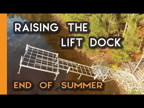 Raising the lift dock out of the water for winter - NFA Basecamp