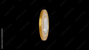 Bitcoin - 3d animation of a turning Coin Loop with transparent background Cryptocurrency Digital Currency 4K