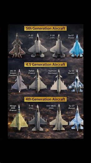 evolution of fighter jets 4th vs 4.5 vs5th generation #fighter #vs #generation #comparison#subscribe