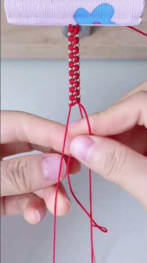 Golden Beads Red String Bracelet Tutorial - Festive Design #diy #crafting #bracelets 【DIY Bracelets】