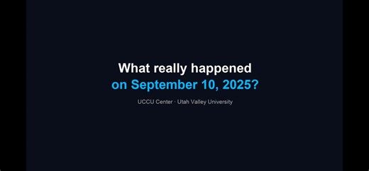 🧵 NEW EVIDENCE — and this one's simple to understand.A professional broadcast camera (Canon XA55) was recording at UVU on September 10. Unlike every phone in the crowd, this camera records UNCOMPRESSED audio on 4 separate microphone channels at 48,000 samples per second. The Canon was roughly 46m away from the tent which provided a acoustic buffer between the onset of the events. This distance has provided clarity to the event that was missing with the other camera angles.Think of it this way: 