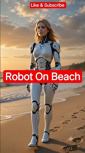 Ultra Realistic AI Robot Walking on Beach 🌊🤖 | Cinematic Future Girl #shorts #ai #viralvideo #robot