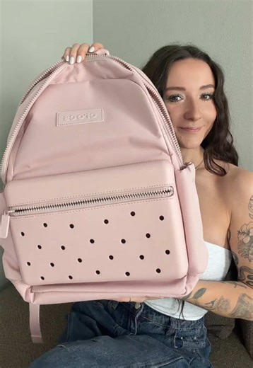 the crocs backpack in pink is SO cute!! #crocs #crocsbackpack #backpacks #schoolbag #crocsgang School bag, backpack, kids backpack, full size kids backpack, kids school bag, crocs backpack, back to school supplies, elementary school backpack