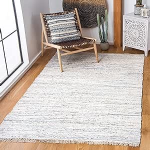 Amazon.com: SAFAVIEH Rag Rug Collection Area Rug - 5' Square, Ivory & Multi, Handmade Boho Stripe Cotton, Ideal for High Traffic Areas in Living Room, Bedroom (RAR121G) : Home & Kitchen