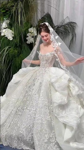 Elegant Off-Shoulder Ball Gown Wedding Dress | Fairy Tale Bridal Look