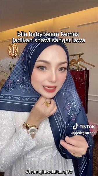 Tutorial Tudung Bawal Bidang 50 Darla Ameena Gaya Style Shawl