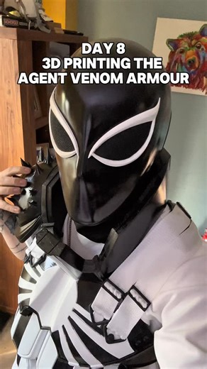 Cole Skilbeck on Instagram: "Day 8 of 3D Printing the Agent Venom Armour‼️ • • • • • #agentvenom #3dprint #3dprinting #viral #reels #venom #marvel #diy #3dprints #cosplay #explore"