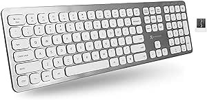 X9 Ultra Slim Wireless Keyboard for Laptop or Desktop PC - 2.4G Full Size Keyboard Wireless for Windows PC - Rechargeable Computer Keyboard with Numeric Keypad, USB Receiver, and 110 Keys