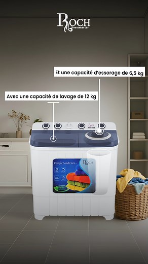Découvrez la Machine à Laver Roch Top Load 12 kg — conçue pour l’efficacité, la durabilité et le confort. Avec sa grande capacité de 12 kg, lavez plus de vêtements en moins de cycles, tout en économisant du temps et de l’énergie. Ses programmes intelligents, son soin délicat des tissus et sa performance puissante garantissent un linge impeccable à chaque lavage. Parfaite pour les familles qui recherchent fiabilité et modernité dans leur foyer. #RochElectroménager #MachineALaver #EssentielsMaison