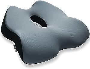Seat Cushion Memory Foam Butt Cushion for Office/Home Desk Gaming Chair Pain Relief for Sciatica, Butt, Tailbone, Back, Coccyx, Hamstrings - CertiPUR-US (Gray Black)